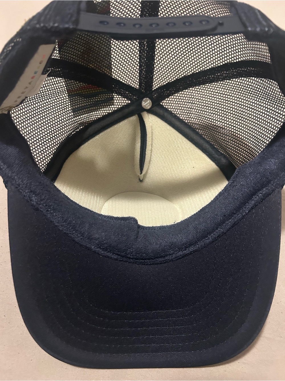 Navy Trucker Hat with Yellow Tennis Patch - Picture 6 of 9